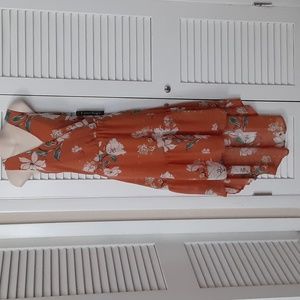 NEW Orange floral print sheer sundress